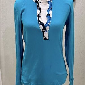 TORY BURCH Long-sleeve ribbed shirt Sz L